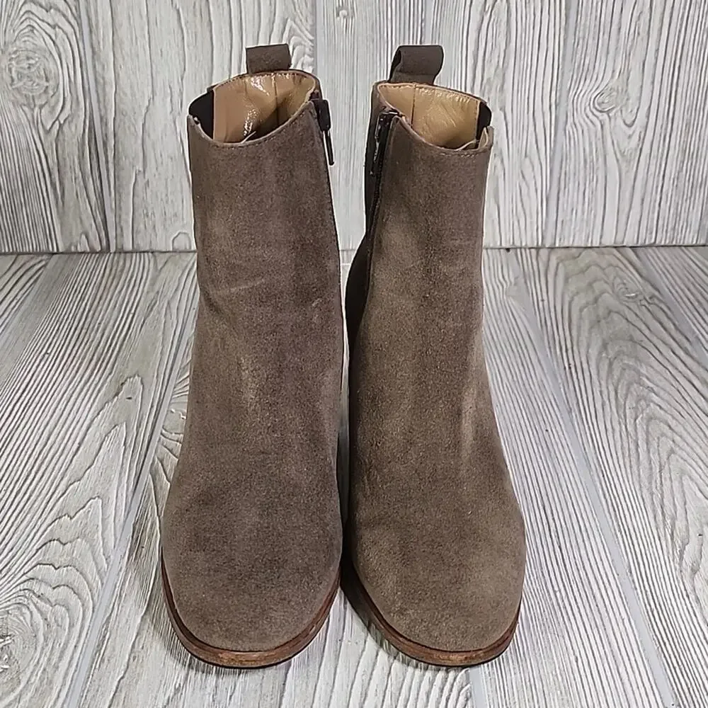 Napoleoni Taupe Brown Leather Suede Ankle Boots Womens Size 37 US 6.5